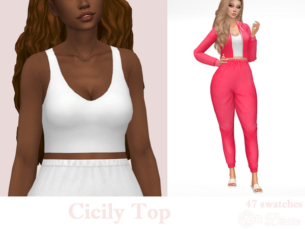 Sims 4 — Cicily Top by Dissia — Short tank top in many colors ;) Available in 47 swatches