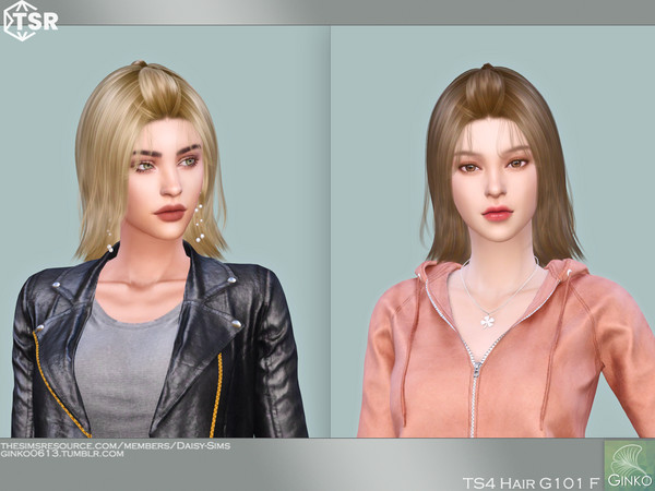 Sims 4 — Cute Short Hairstyle - G101 by Daisy-Sims — 21 base colors + 9 ombre colors hat compatible all LODs 12k poly at