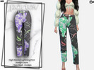 Sims 4 — High Waisted Lightning Print  Straight Jeans by portev — New Mesh 8 colors All Lods For female Teen to Elder