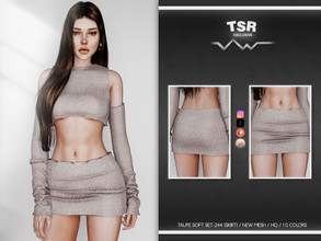 Sims 4 — TAUPE SOFT SET-244 (SKIRT) BD747 by busra-tr — 10 colors Adult-Elder-Teen-Young Adult For Female Custom