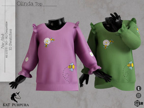 Sims 4 — Olinda Top by KaTPurpura — Baby's wool sweater with ruffles on the shoulders and bee print