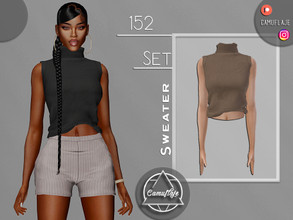 Sims 4 — SET 152 - Sweater by Camuflaje — Fashion sporty set that includes shorts & sleeveless sweater ** Part of a