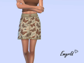 Sims 4 — Boho Butterfly Skirt (requires Cottage Living) by Emyrld — tan corduroy skirt with burnt orange butterfly