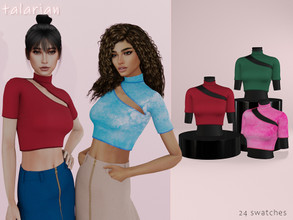 Sims 4 — Sophie [top] by talarian — Crop cut-out top * New Mesh * 24 colors * Female, Teen-Elder * Base game * HQ * All