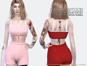 Sims 4 — Lace Bow Decor Top Set by carvin_captoor — Created for sims4 Original Mesh All Lod 8 Swatches Don't Recolor And