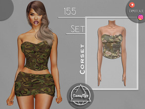 Sims 4 — SET 155 - Blouse by Camuflaje — Fashion party set that includes skirt & top ** Part of a set ** * New mesh *