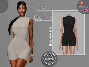 Sims 4 — OUTFIT 157 - Romper by Camuflaje — Sporty ribbed romper * New mesh * Compatible with the base game * HQ * All