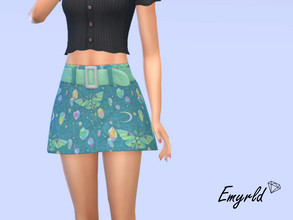 Sims 4 — Colorful Moth Skirt (requires Dream Home Decorator) by Emyrld — belt skirt with colorful moth and crystals