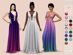 Sims 4 — Daeira Dress by Sifix2 — A low-cut belted maxi dress. Comes in 16 colors, including 9 ombre swatches, for teen,