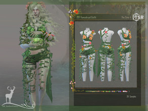 Sims 4 — HAMADRYAD OUTFIT by DanSimsFantasy — Outfit tied with leaves and flowers for forest nymphs, dryads or