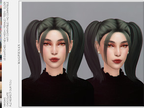 Sims 4 — [PATREON] Chocolate Hair by magpiesan — Pigtails hair in 65 colors for Female. HQ compatible and hat chops