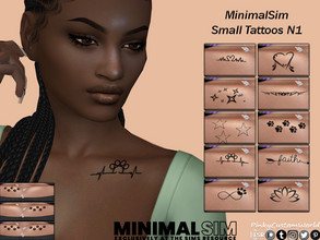 Sims 4 — MinimalSim - Small Tattoos N1 by PinkyCustomWorld — Minimalistic designed collarbone tattoos with several
