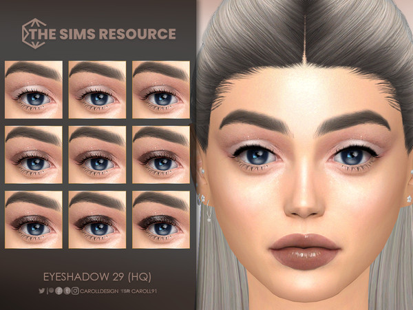 Sims 4 — Eyeshadow 29 (HQ) by Caroll912 — A 9-swatch soft spotlight eyeshadow with shimmer in light and dark shades of