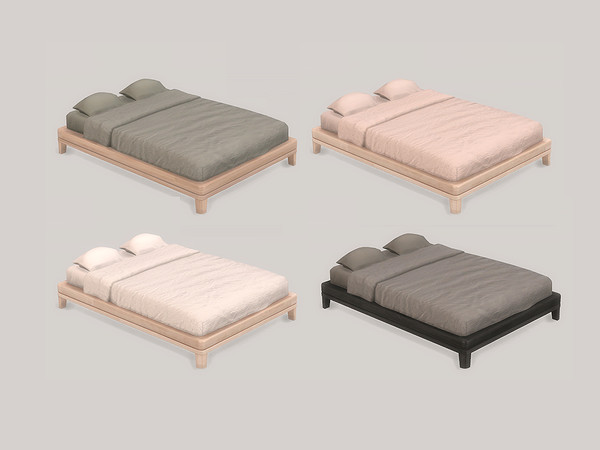 Sims 4 — MinimalSIM_Bedroom Hattie Bed Double by ung999 — Bedroom Hattie bed double Color Options : 4
