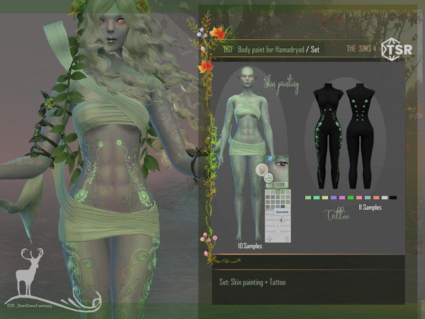 Sims 4 — Body paint for Hamadryad Set by DanSimsFantasy — This set contains a paint for the skin of your Hamadriade