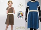 Sims 4 — Suzu by Garfiel — Dress with different colors, white collar with gilding, white belt with golden edges.