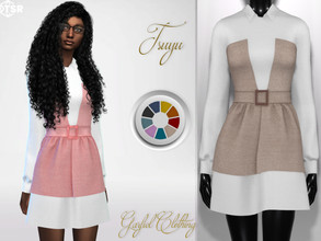 Sims 4 — Tsuyu by Garfiel — Long white shirt and tunic in different colors - 20 colours - Everyday, party, formal - Base