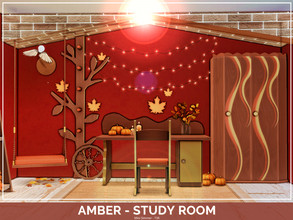 Sims 4 — Amber Studyroom - TSR only CC by Mini_Simmer — Room type: Study room Size: 5x3 Price: $4,571 Wall Height: Short