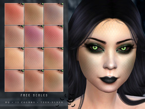 Sims 4 — Face Scales by Creptella — - 12 colors - HQ compatible - Teen-Elder - Located in blush category