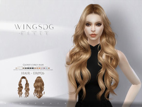 Sims 4 — Glossy curly hair ER0926 by wingssims — Colors:15 All lods Compatible hats Make sure the game is updated to the