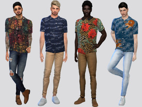 Sims 4 — Printed Cuff Shirt by McLayneSims — TSR EXCLUSIVE Standalone item 8 Swatches MESH by Me NO RECOLORING Please