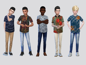 Sims 4 — Printed Cuff Shirt Boys by McLayneSims — TSR EXCLUSIVE Standalone item 8 Swatches MESH by Me NO RECOLORING