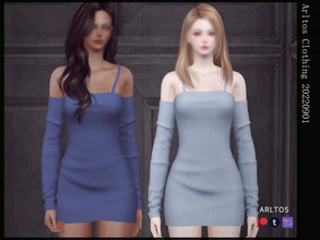 Sims 4 — Suspender dress / 20220901 by Arltos — 14 colors. HQ compatible.