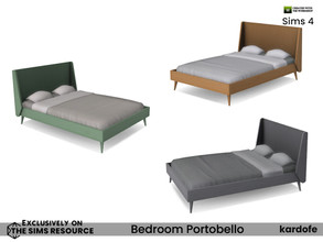 Sims 4 — kardofe_Bedroom Portobello_Bed by kardofe — Double bed, vintage style, in wood, in three colour options