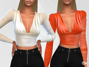 Sims 4 — Marilyn Puff Sleeve Blouses by saliwa — Marilyn Puff Sleeve Blouses 6 swatches