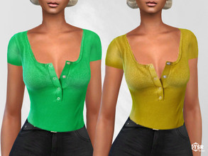 Sims 4 — Button Open Short Sleeve Tops by saliwa — Button Open Short Sleeve Tops 5 swatches