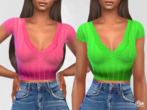 Sims 4 — V Neck Cropped Tops by saliwa — V Neck Cropped Tops 5 swatches