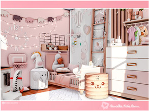 Sims 4 — Amelka Kids Room CC only TSR by Moniamay72 — A beautiful pink accent Kids Bedroom.The room is made of small