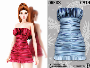 Sims 4 — Dress C914 by turksimmer — 8 Swatches Compatible with HQ mod Works with all of skins Custom Thumbnail New Mesh