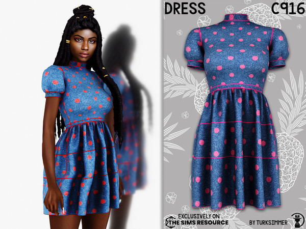 Sims 4 — Dress C916 by Daph's — 5 Swatches Compatible with HQ mod Works with all of skins Custom Thumbnail New Mesh All
