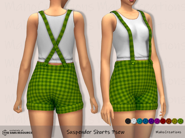 Sims 4 — Suspender Shorts Psew by MahoCreations — The perfect shorts with suspenders and top for your gardening works.