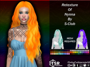 Sims 4 — Retexture of Nynna hair by S-Club by PinkyCustomWorld — Long, wavy alpha hairstyle, originally made by S-Club.