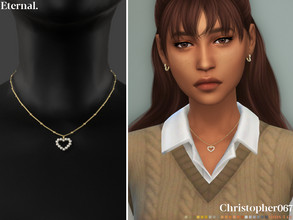 Sims 4 — Eternal Necklace by christopher0672 — This is a cute and simple pearl bead heart pendant satellite chain
