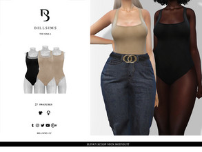 Sims 4 — Slinky Scoop Neck Bodysuit by Bill_Sims — This bodysuit features a slinky material with a scoop neckline and