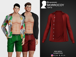Sims 4 — Morrocoy (Top V2) by Beto_ae0 — Male summer shirt, Enjoy it - 19 colors - New Mesh - All Lods - All maps