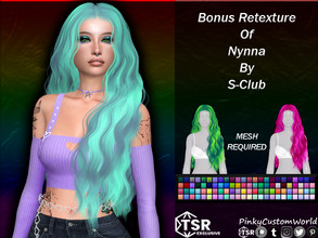 Sims 4 — Bonus Retexture of Nynna hair by S-Club by PinkyCustomWorld — Long, wavy alpha hairstyle, originally made by