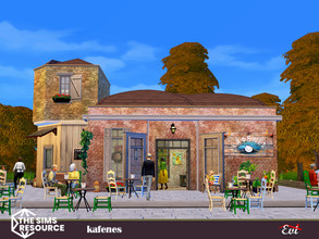 Sims 4 — Kafenes_TSR only CC by evi — The cosiest open air restaurant with a greek decorated touch and surrounding with