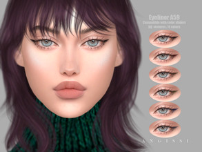 Sims 4 — Eyeliner A59 by ANGISSI — *PREVIEWS MADE USING HQ MOD *Makeup category *6 colors *Sliders compatible *HQ mod