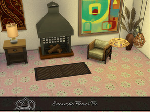 Sims 4 — EncausticFlowerTile_1 by Emerald — High sheen tile an elegant design great for any room.