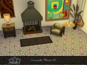 Sims 4 — EncausticFlowerTile_3 by Emerald — High sheen tile an elegant design great for any room.
