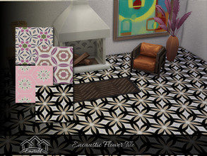 Sims 4 — Encaustic Flower Tile by Emerald — High sheen tile an elegant design great for any room.