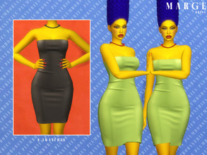 Sims 4 — MARGE | dress by Plumbobs_n_Fries — Mid Length Dress Inspired by Marge New Mesh HQ Texture Female | Teen -