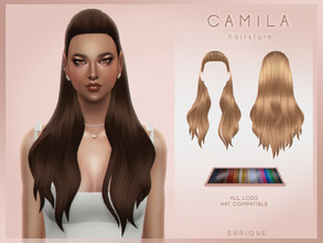 Sims 4 — Camila Hairstyle by Enriques4 — New Mesh 24 Swatches Include Shadow Map All Lods Base Game Compatible Teen to