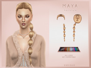 Sims 4 — Maya Hairstyle by Enriques4 — New Mesh 24 Swatches Include Shadow Map All Lods Base Game Compatible Teen to
