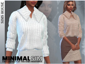 Sims 4 — MINIMALSIM WOMEN'S SWEATER WITH WIDE COLLAR by Sims_House — WOMEN'S SWEATER WITH WIDE COLLAR 6 options. Women's