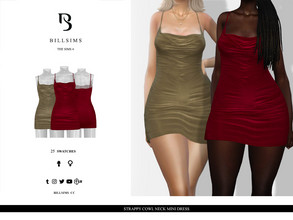 Sims 4 — Strappy Cowl Neck Mini Dress by Bill_Sims — This dress features a slinky material with thin shoulder straps and